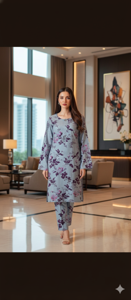 SSA-BA870 EMBROIDED 3PC KHADDAR WITH PRINTED DUPATTA - Image 3