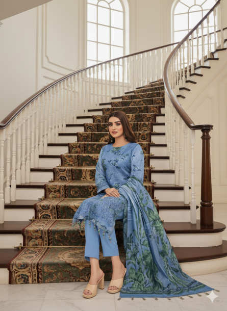 SSA-AF3042 DAMAN BORING 3PC DHANNAK WITH PRINTED DUPATTA - Image 3